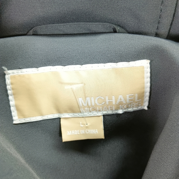 MICHAEL KORS SILVER GREY COAT PREMIUM TIE BELTED LONGLINE RAINCOAT THICK UK L - Picture 6 of 6